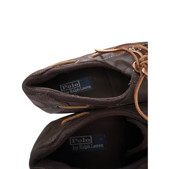 Polo Ralph Lauren Carrick Mens Brown Leather Boat Shoes Size 12D - Picture 7 of 11